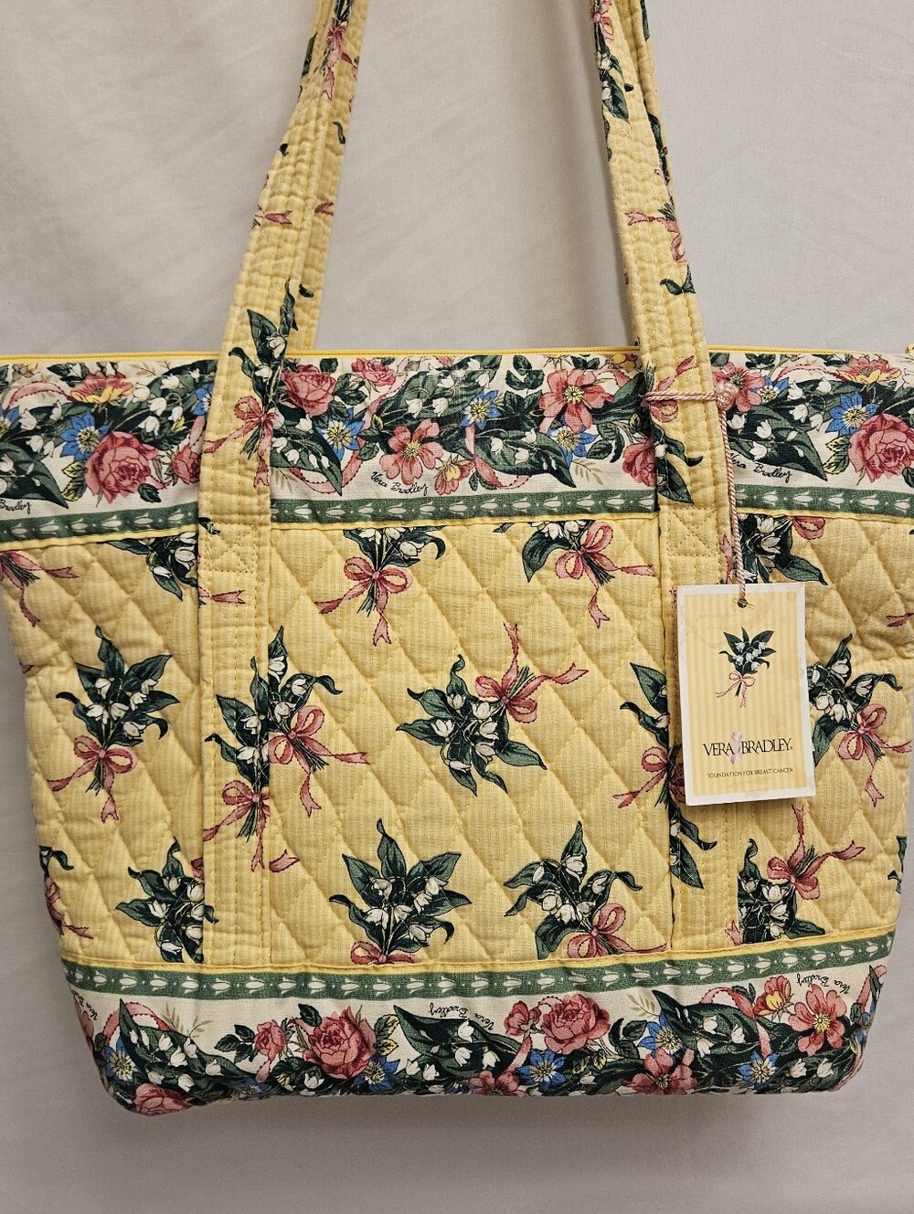 Vera Bradley Villager Hope Lily of the Valley Yellow Quilted Floral Tote Bag Vtg - Picture 14 of 16